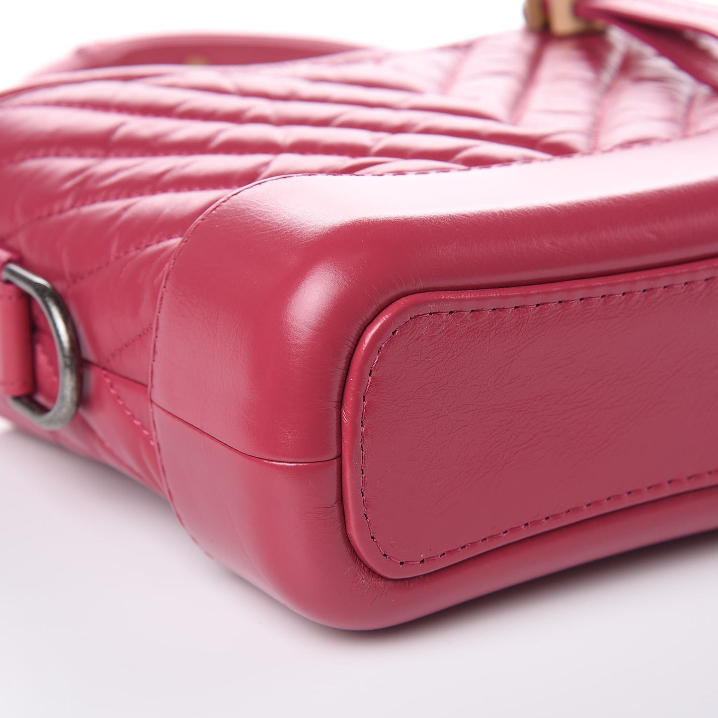 Aged Calfskin Chevron Quilted Small Gabrielle Hobo Dark Pink
