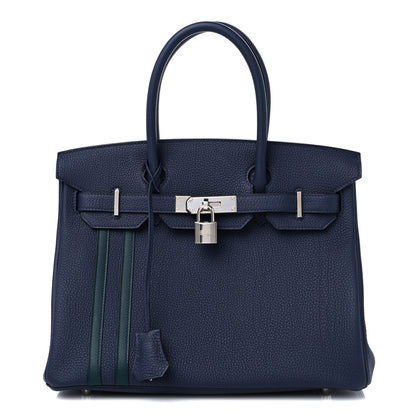 Hermes Togo Swift Officier Birkin 30 Bleu Nuit Vert Cypress 1 of 10