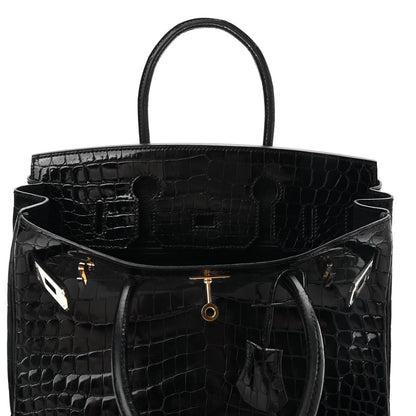 Hermes Shiny Niloticus Crocodile Birkin 30 Black 15 of 33