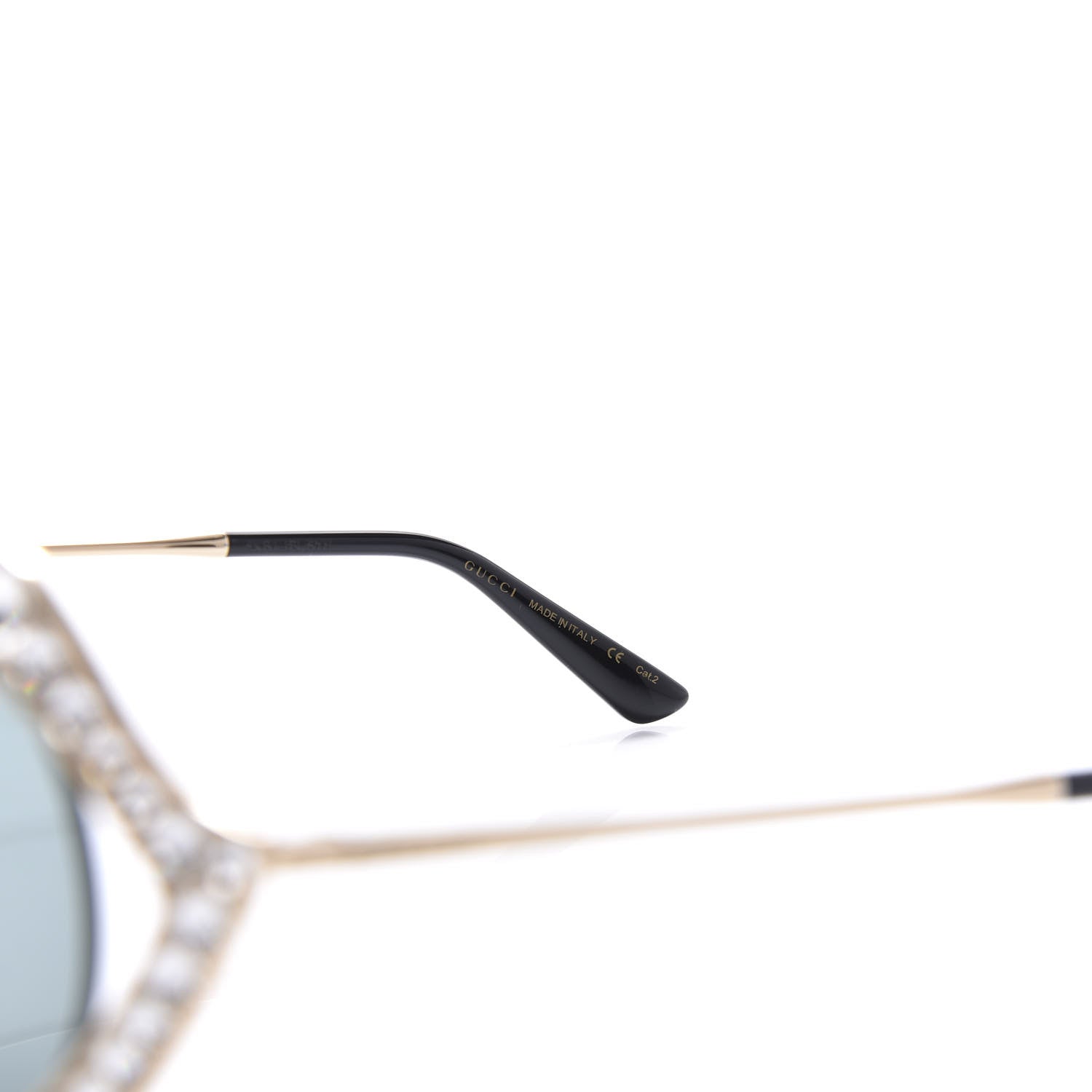 Gucci Metal Crystal Cat Eye Sunglasses GG0046S Gold Grey 6 of 9