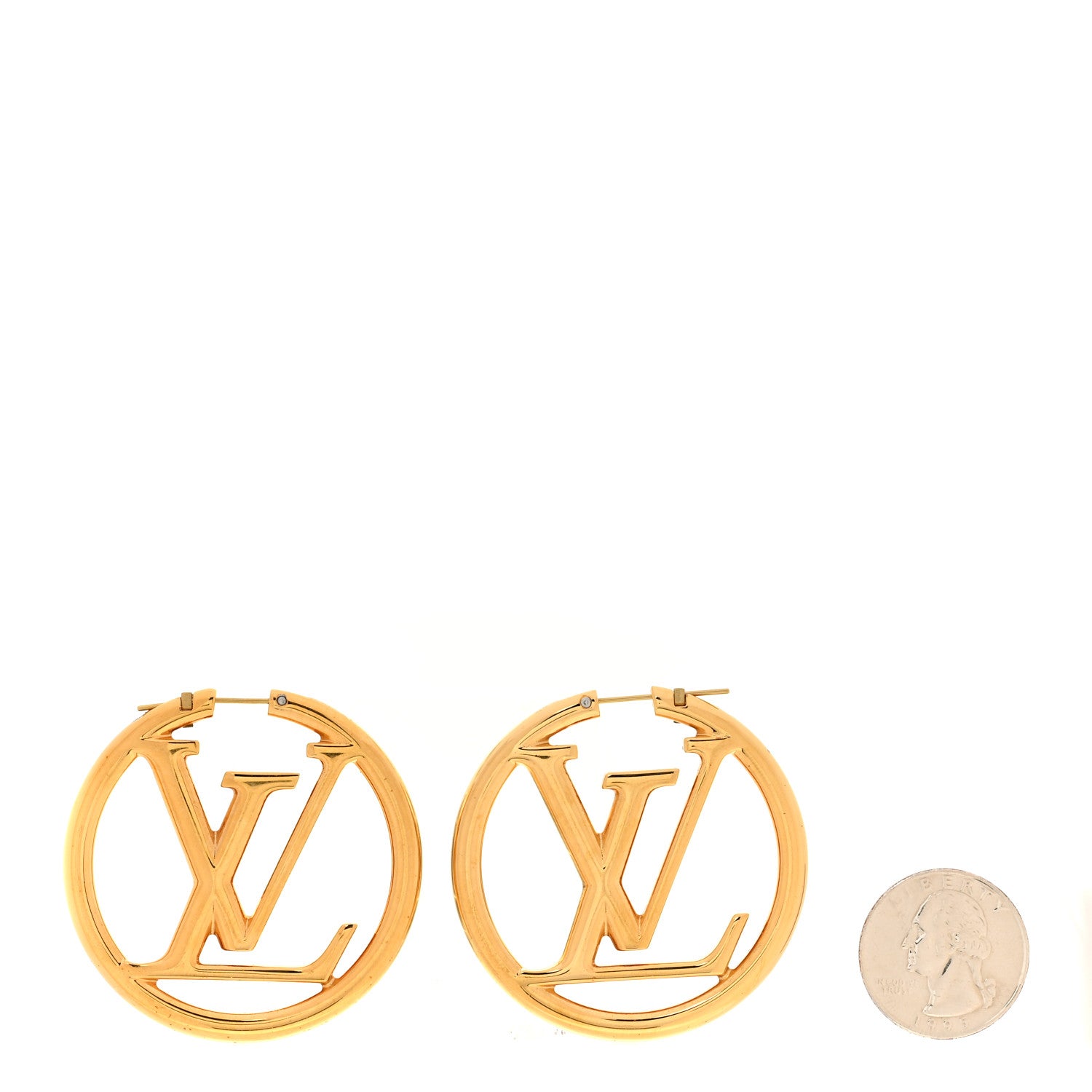 Louis Vuitton Metal Louise Hoop Earrings Gold 2 of 5