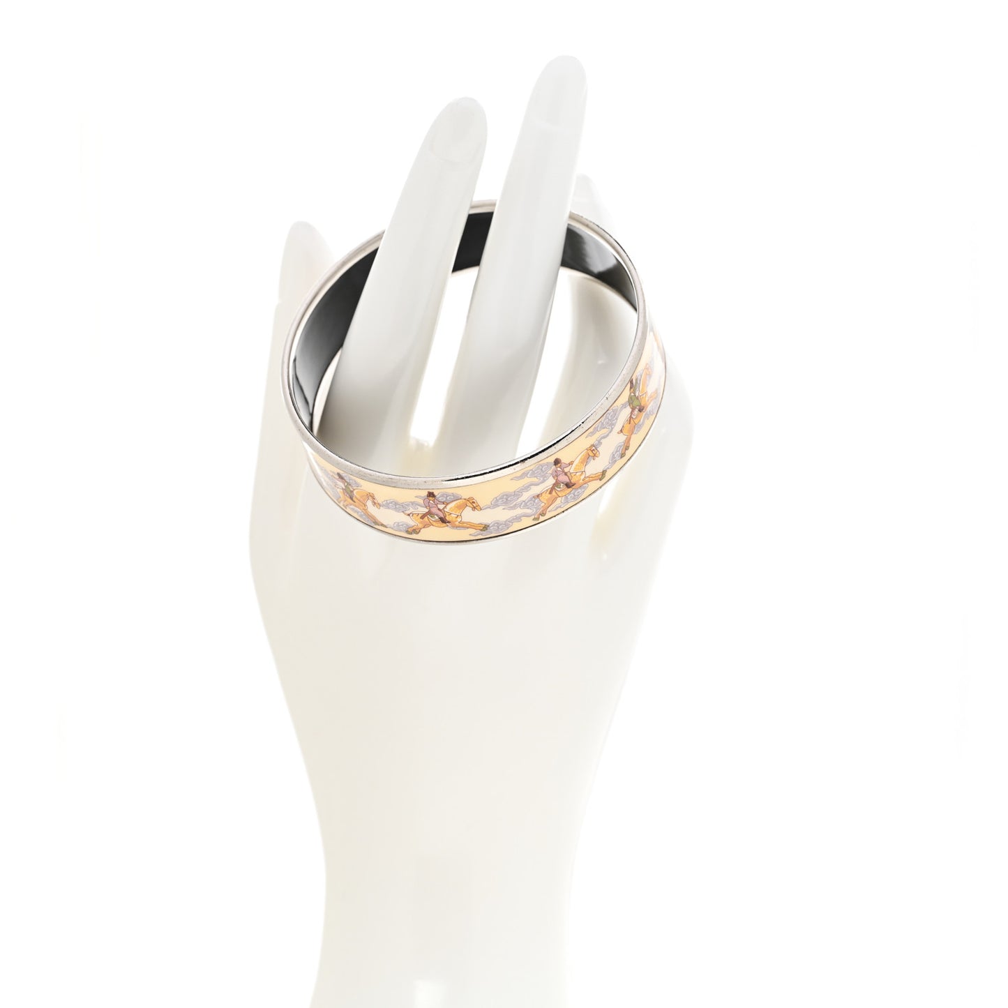 Enamel Printed Wide Galop Volant Bracelet 65 Creme