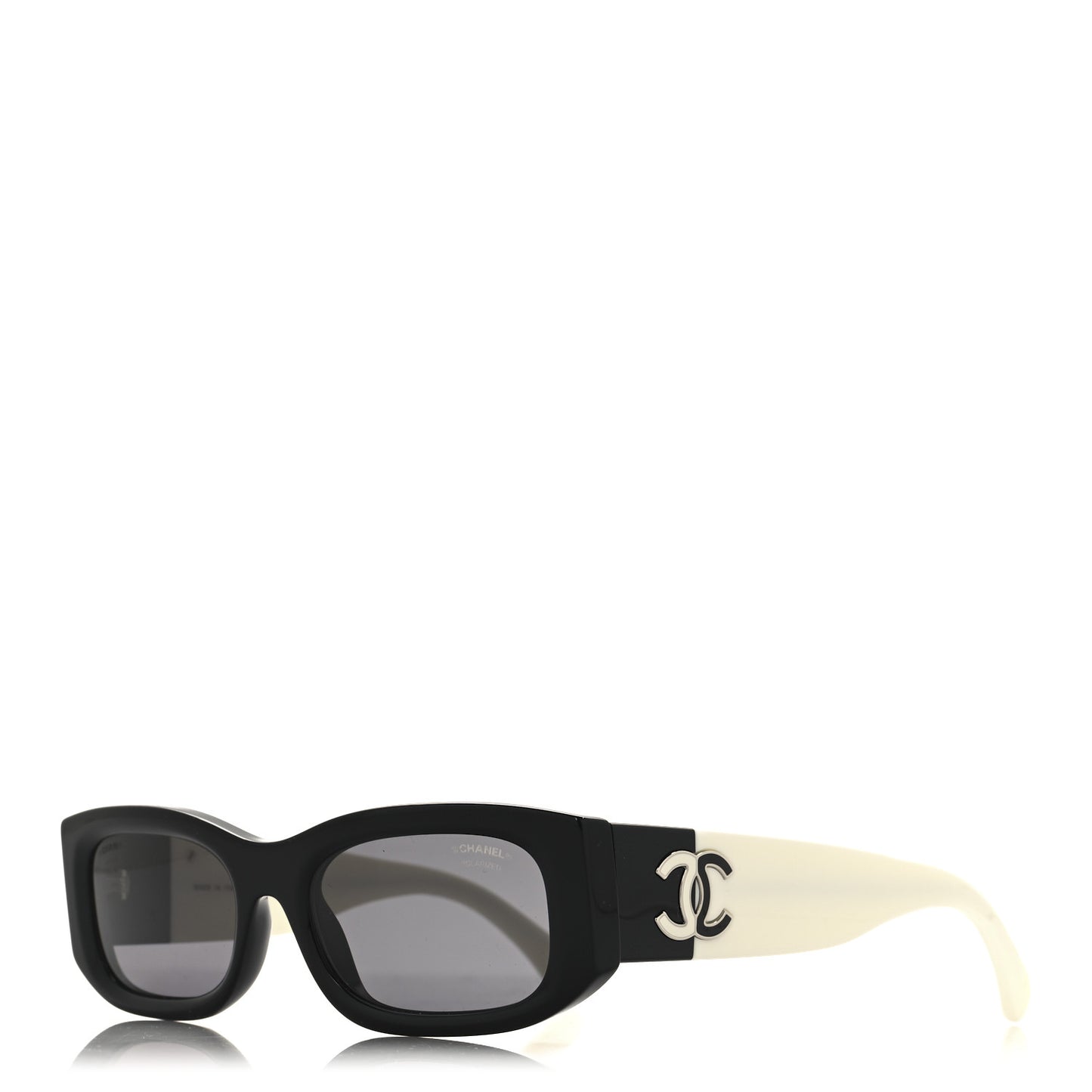 Acetate Polarized Rectangle Sunglasses 5525 Black White