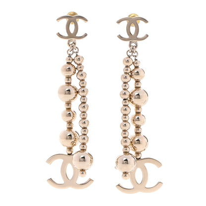 Chanel Metal CC Bead Drop Earrings Gold 1 of 5