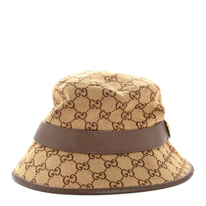 Gucci Monogram Textured Dollar Calfskin GG Jago Bucket Hat S Cacao Beige Cacao Beige 3 of 10