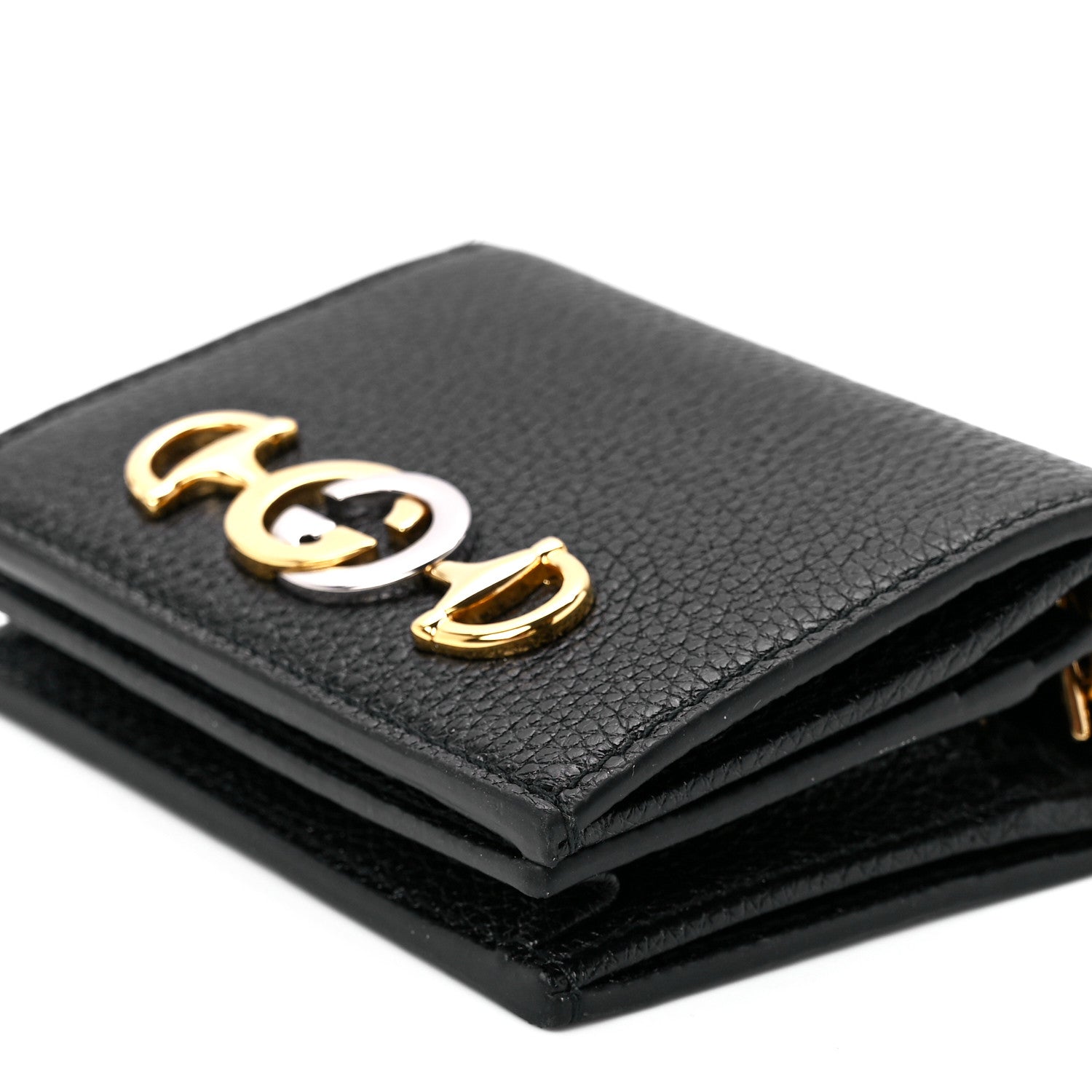 Gucci Grainy Calfskin Zumi Chain Card Case Wallet Black 12 of 12