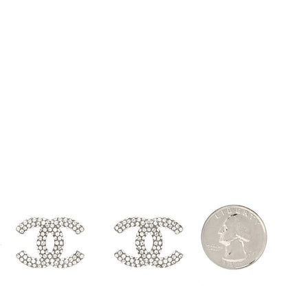 Chanel Crystal CC Treasure Chest Earrings Silver 2 of 5