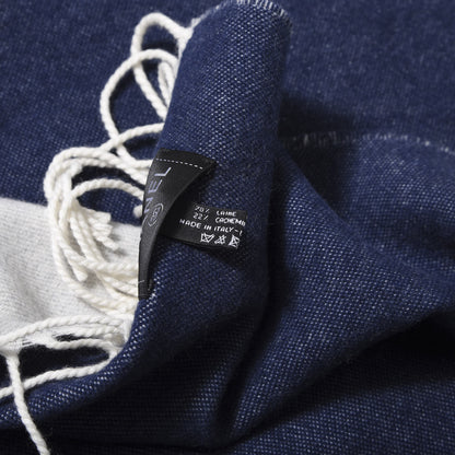 Chanel Merino Wool Cashmere CC Throw Blanket Navy White 3 of 4