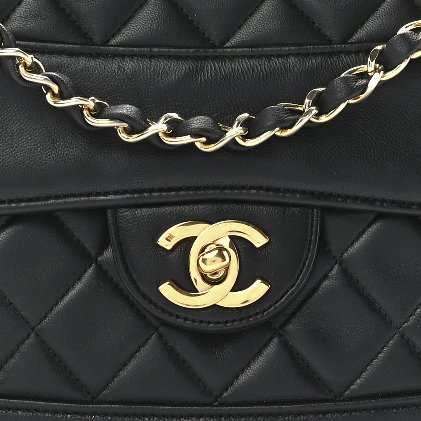Lambskin Quilted Small Single Flap Black