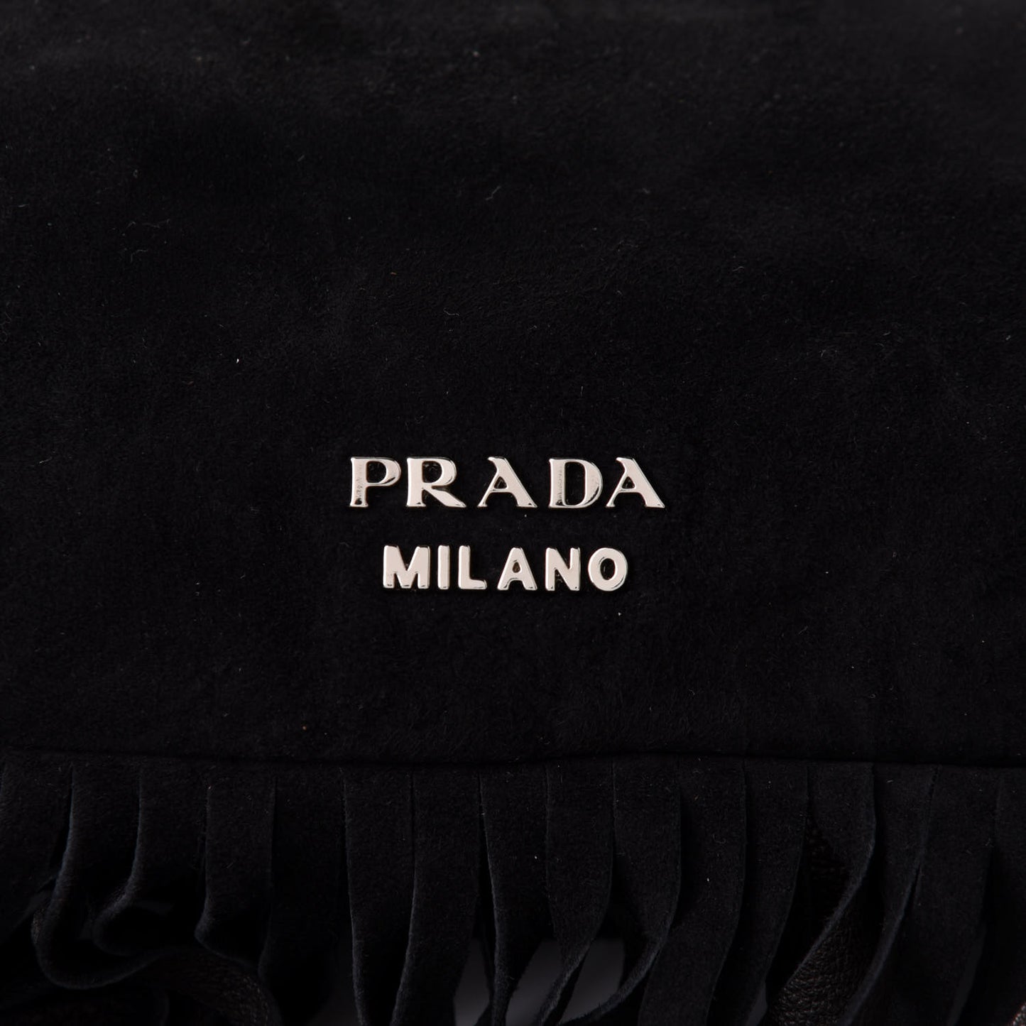 Camoscio Fringe Shoulder Bag Black Cacao