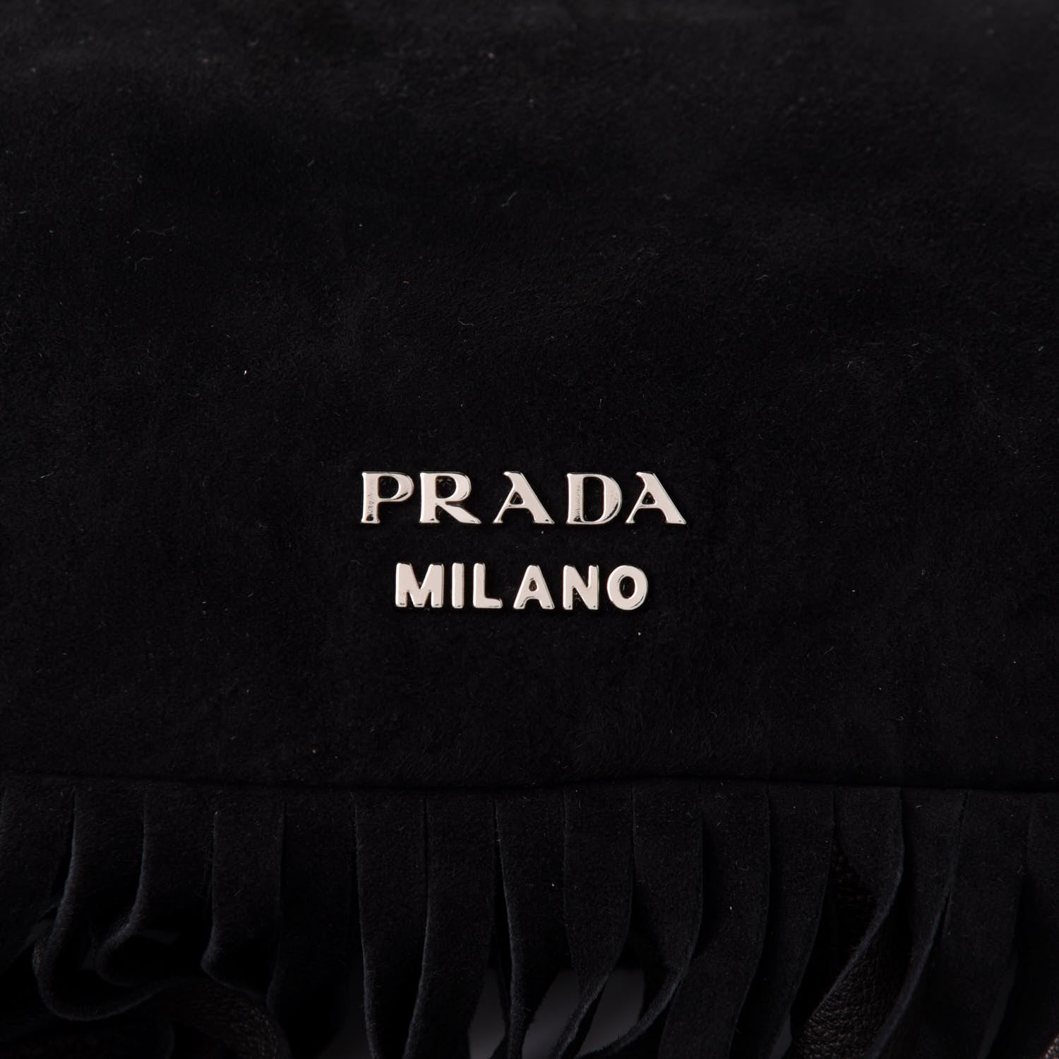 Prada Camoscio Fringe Shoulder Bag Black Cacao 7 of 9