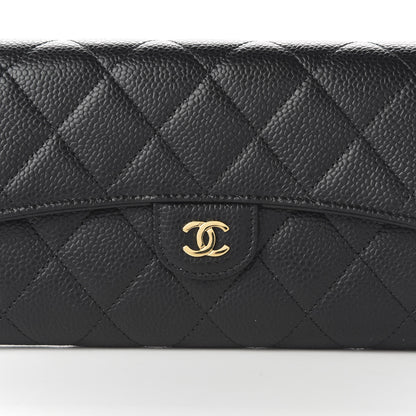 Chanel Caviar Quilted Large Gusset Flap Wallet Black 10 of 11