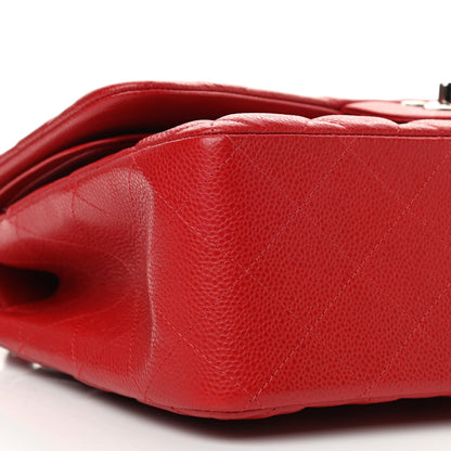 Chanel Caviar Quilted Jumbo Double Flap Red 9 of 10