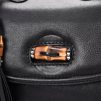 Gucci Calfskin Large New Bamboo Top Handle Bag Black 10 of 16