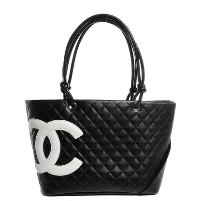 Chanel Calfskin Quilted Large Cambon Tote Black White 1 of 7