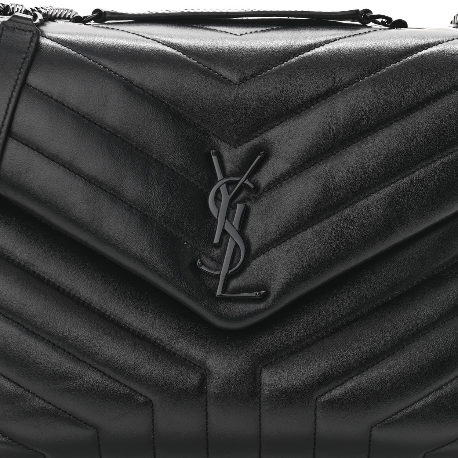 Saint Laurent Calfskin Y Quilted Monogram Medium Loulou Chain Satchel Black 8 of 10