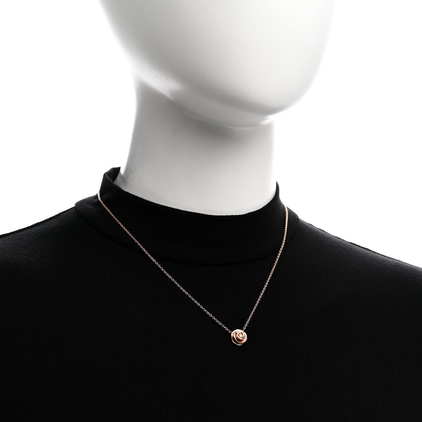 18K Rose Gold Diamond Small Rose Couture Necklace