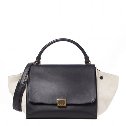 Celine Smooth Calfskin Canvas Medium Trapeze Black 1 of 8