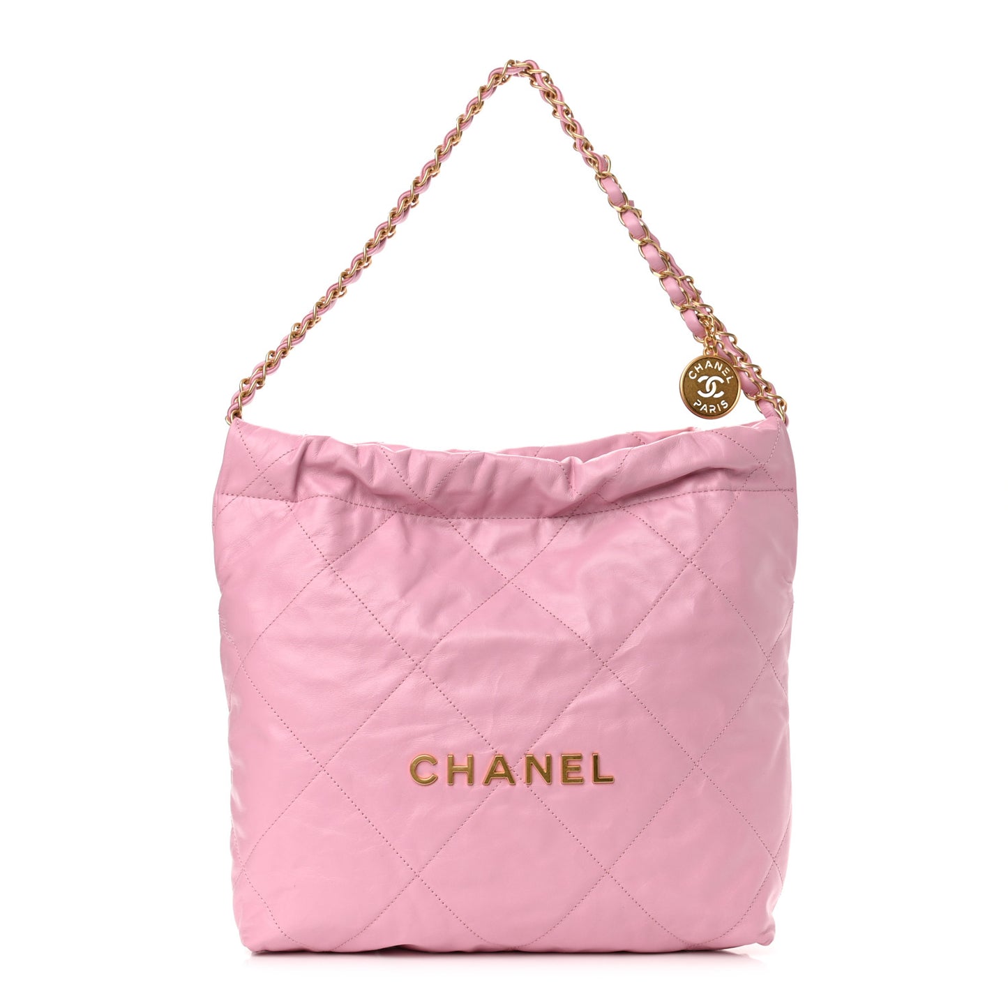 Shiny Calfskin Quilted Small Chanel 22 Pink