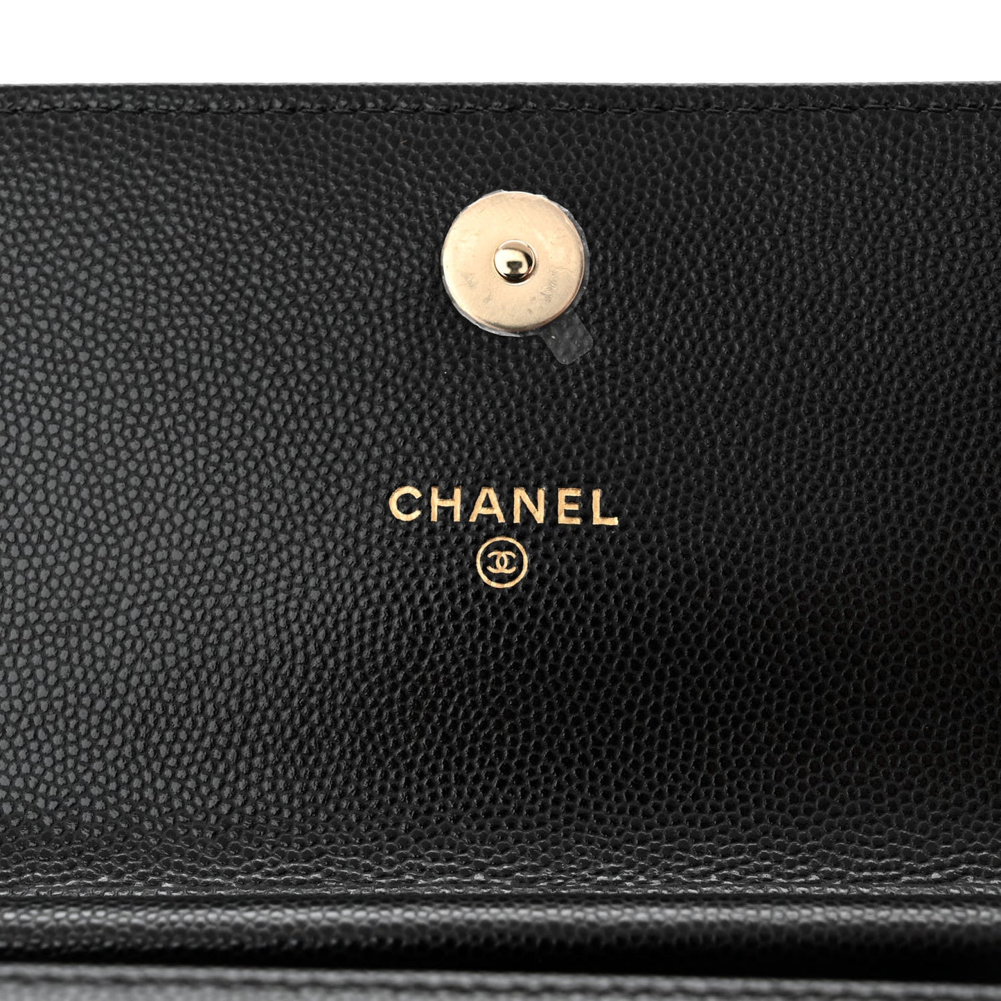 Caviar Quilted Long Clutch With Chain Black