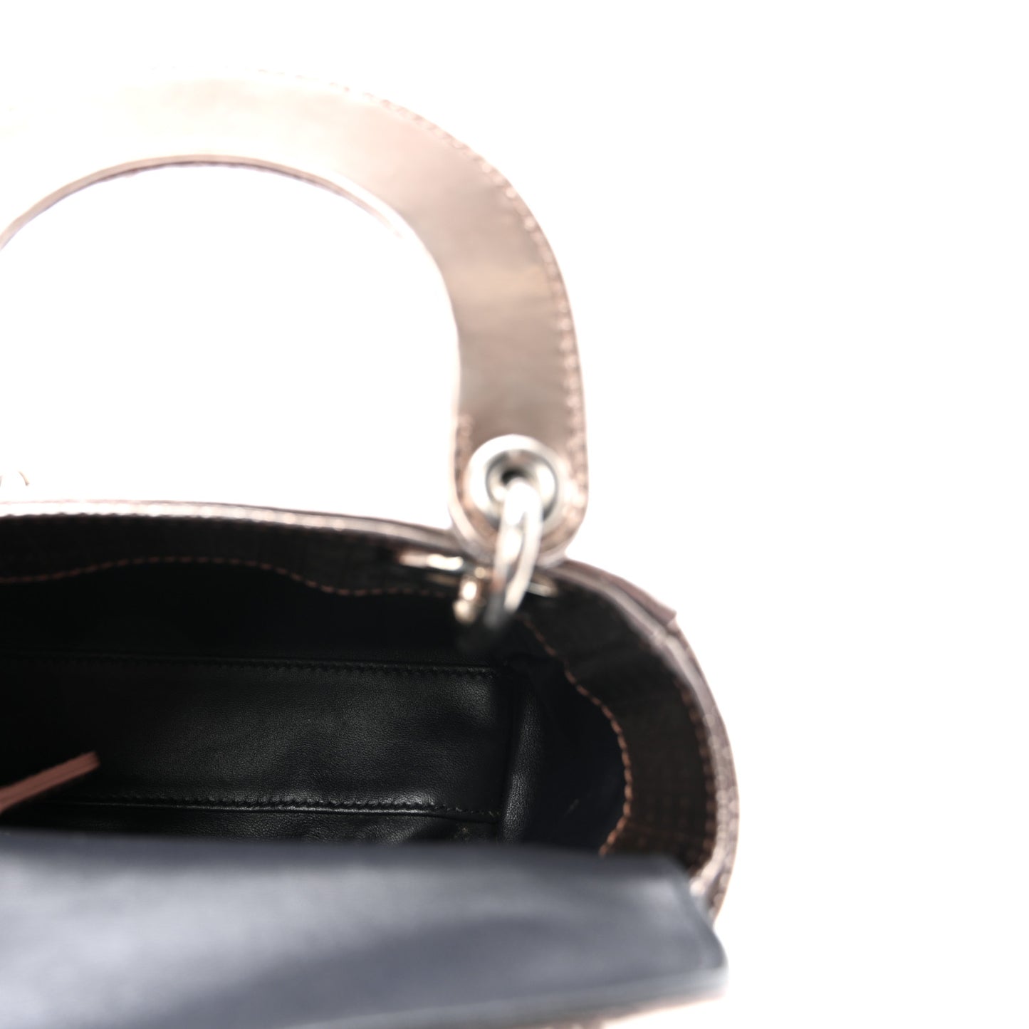 Metallic Patent Micro-Cannage Mini Lady Dior  Hyper Pink