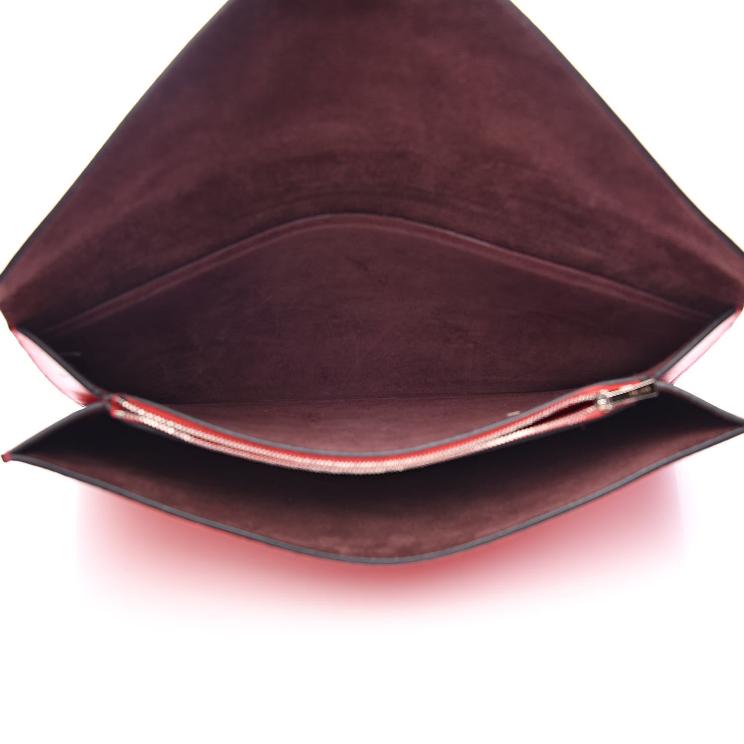 Celine Box Calfskin Suede Diamond Clutch Red 5 of 7
