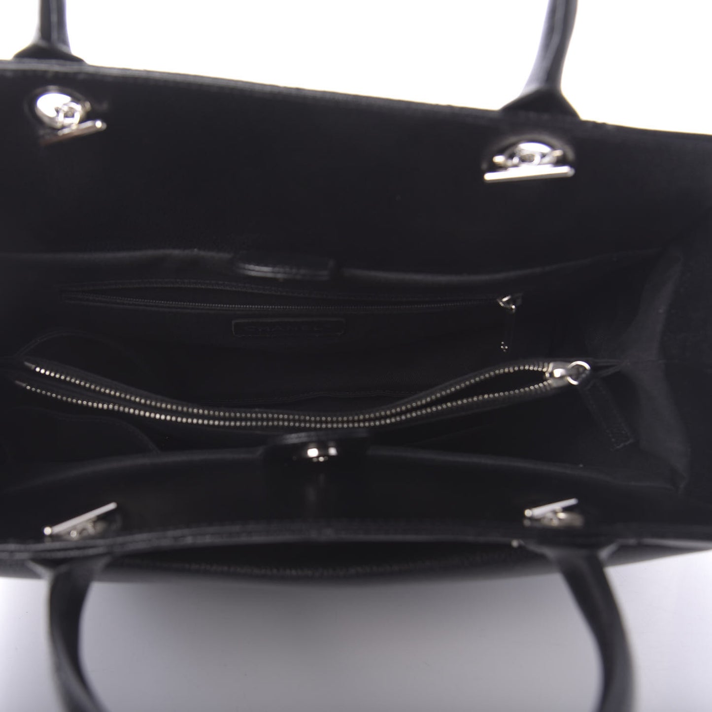 Soft Caviar CC Medium Top Handle Tote Black