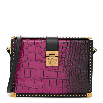 MCM Calfskin Crocodile Embossed Mitte Degrade Kroko Shoulder Bag Purple 1 of 11