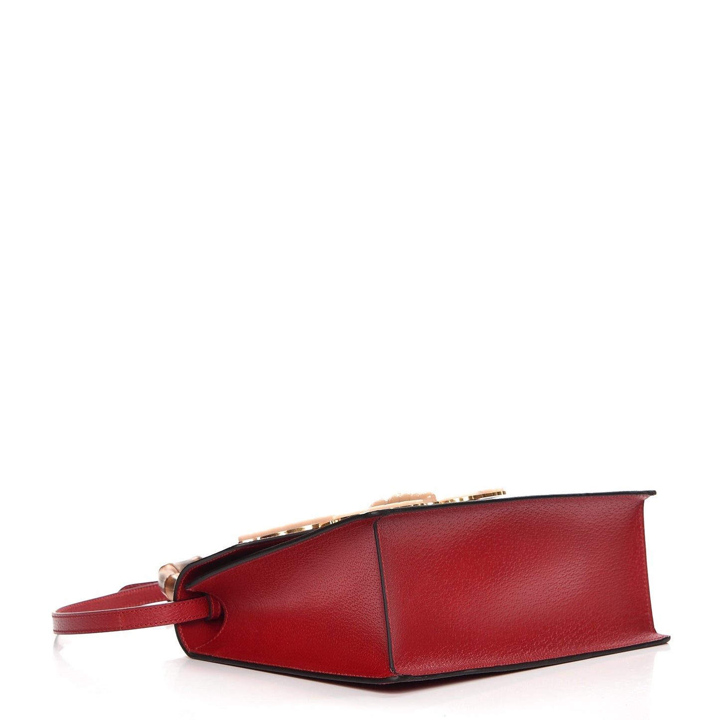Calfskin Bamboo Web Medium Falena Moth Top Handle Bag Hibiscus Red