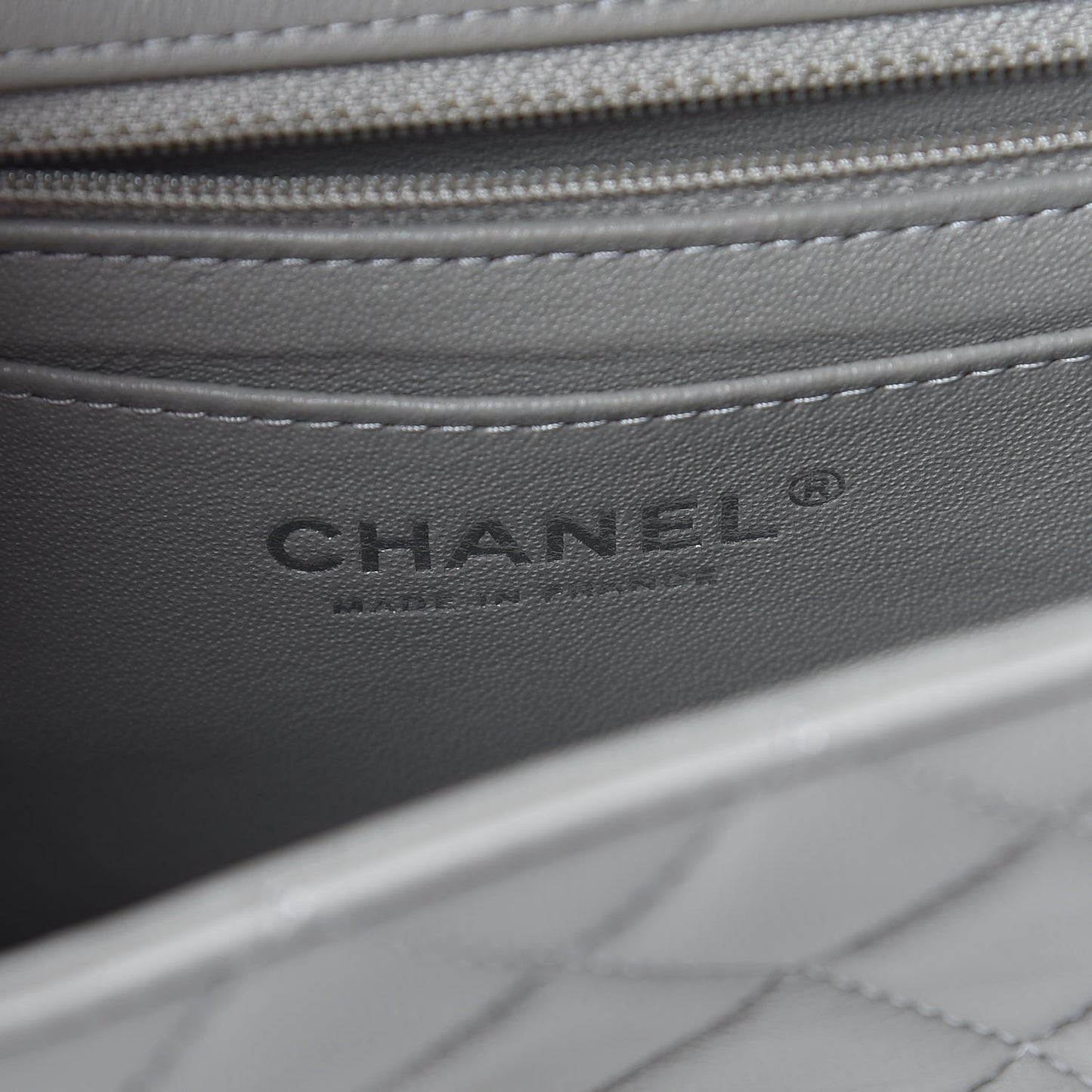 Lambskin Quilted Mini Rectangular Flap Grey