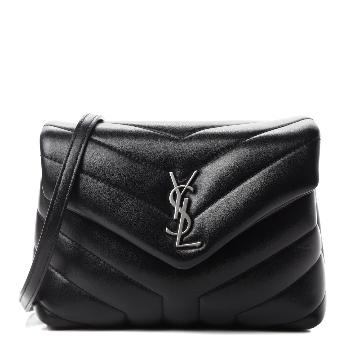 Saint Laurent Calfskin Y Quilted Monogram Toy Loulou Crossbody Bag Black 1 of 12