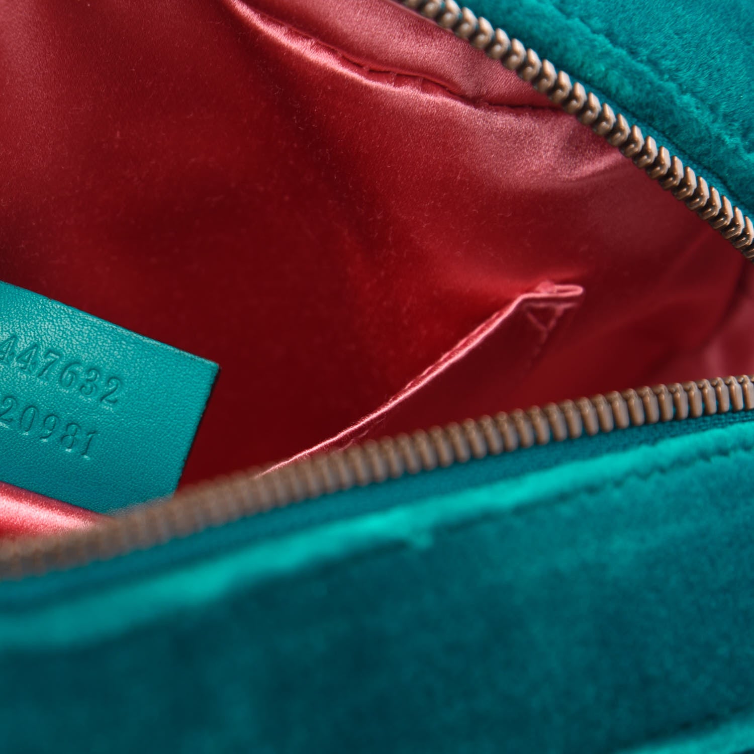 Gucci Velvet Matelasse Small GG Marmont Chain Shoulder Bag Pavone Cyan 9 of 11