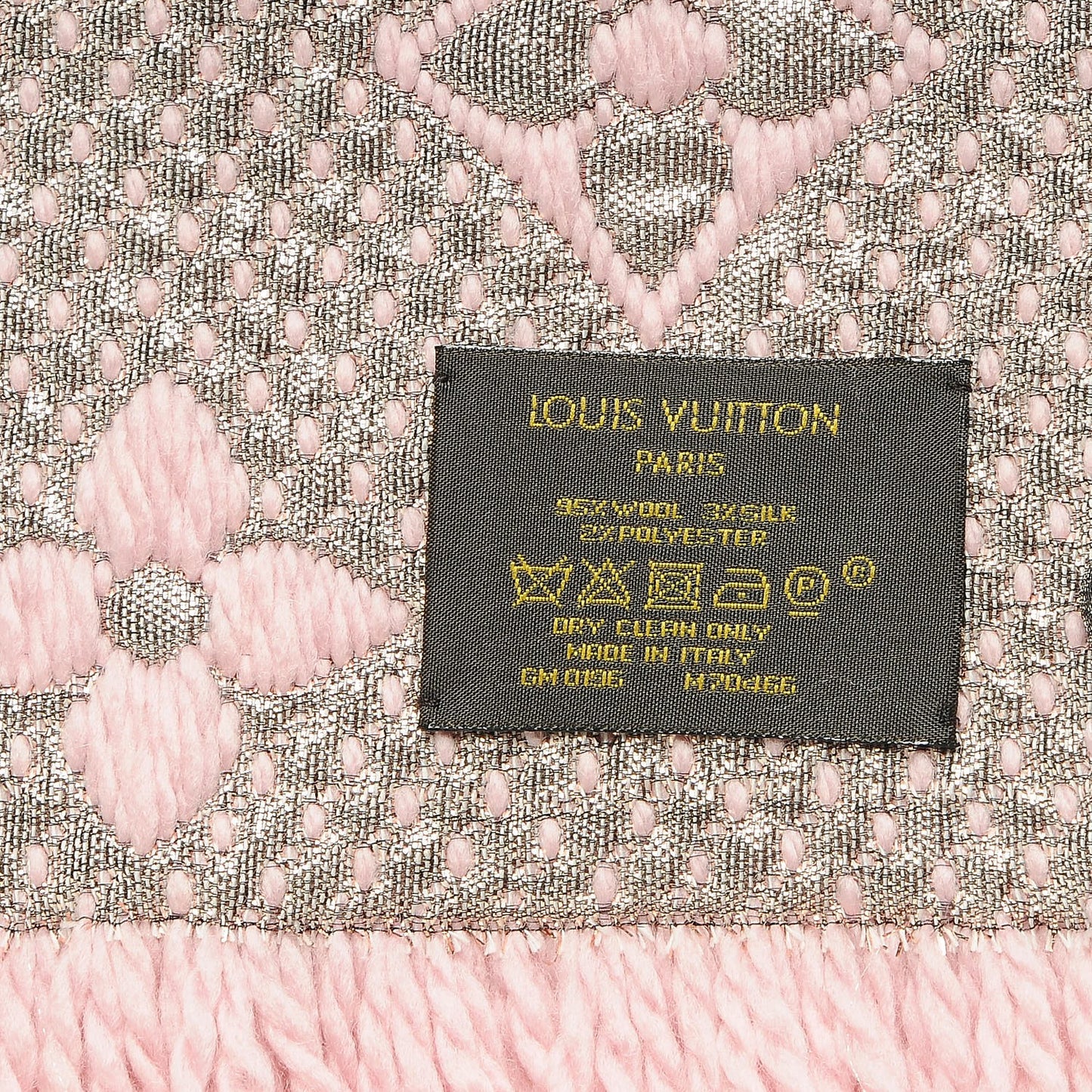 Wool Silk Logomania Shine Scarf Pink
