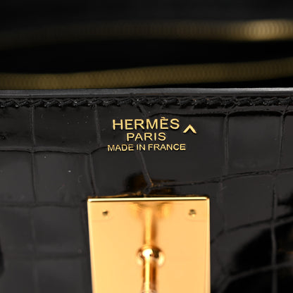 Hermes Shiny Porosus Crocodile Birkin 30 Black 6 of 13
