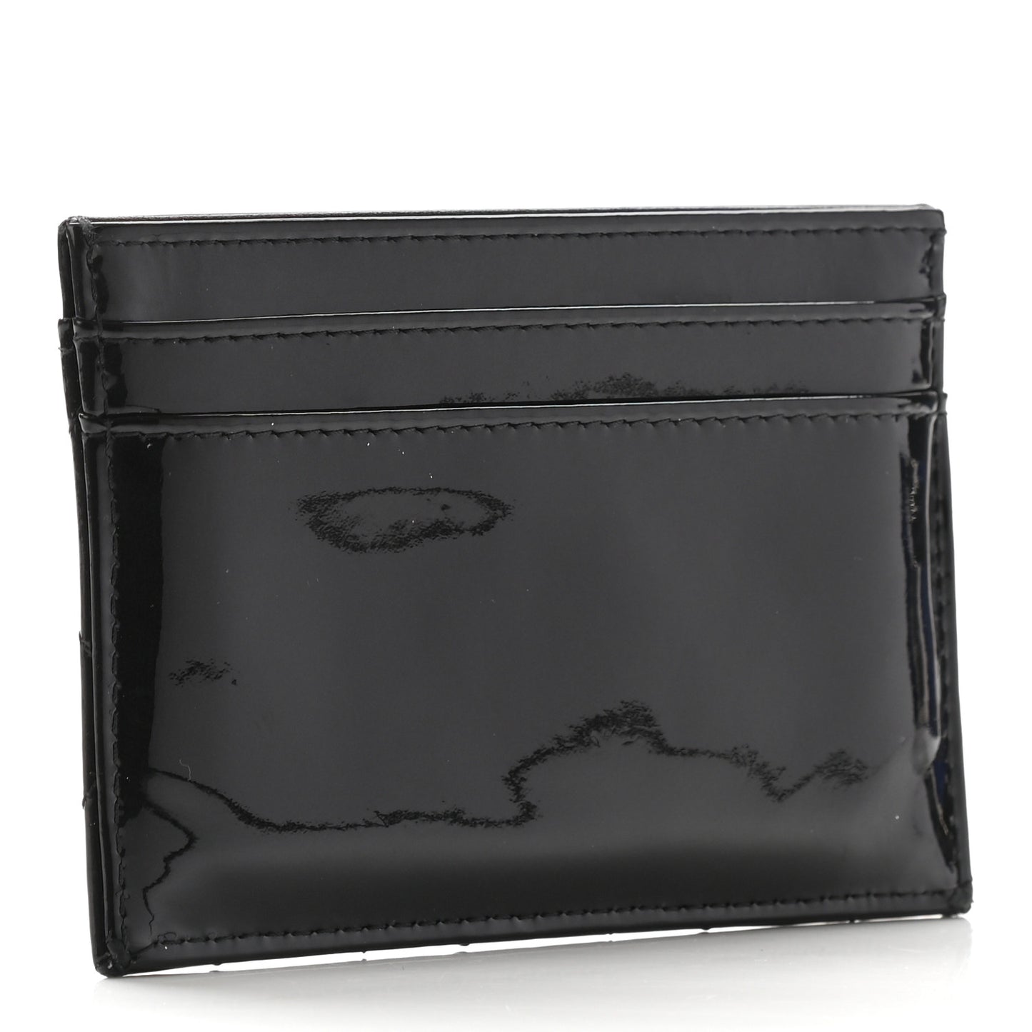 Patent Quilted Brilliant Card Holder Black