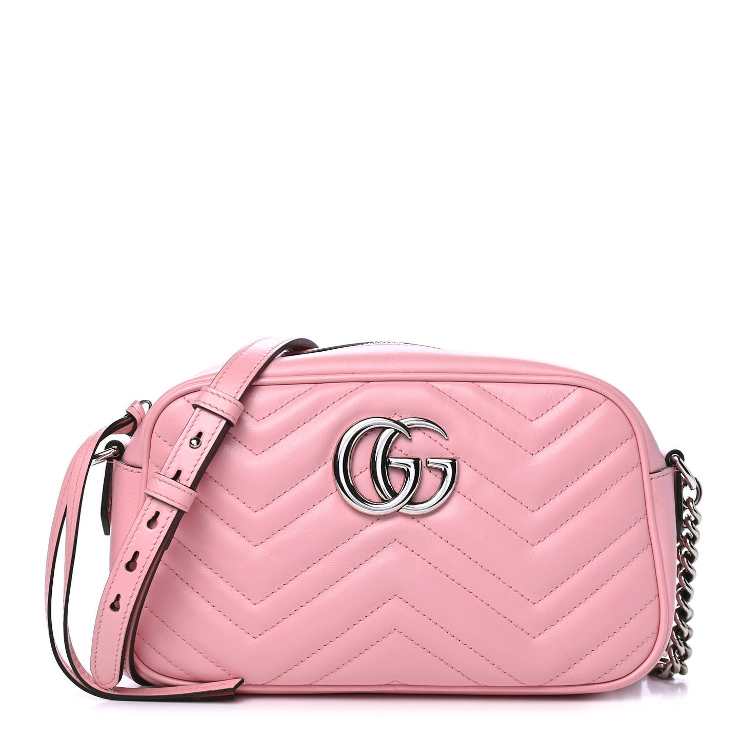 Calfskin Matelasse Small GG Marmont Chain Shoulder Bag Wild Rose