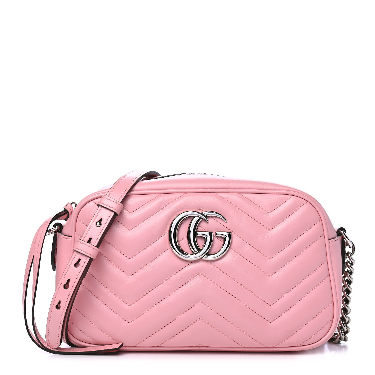 Gucci Calfskin Matelasse Small GG Marmont Chain Shoulder Bag Wild Rose 1 of 5