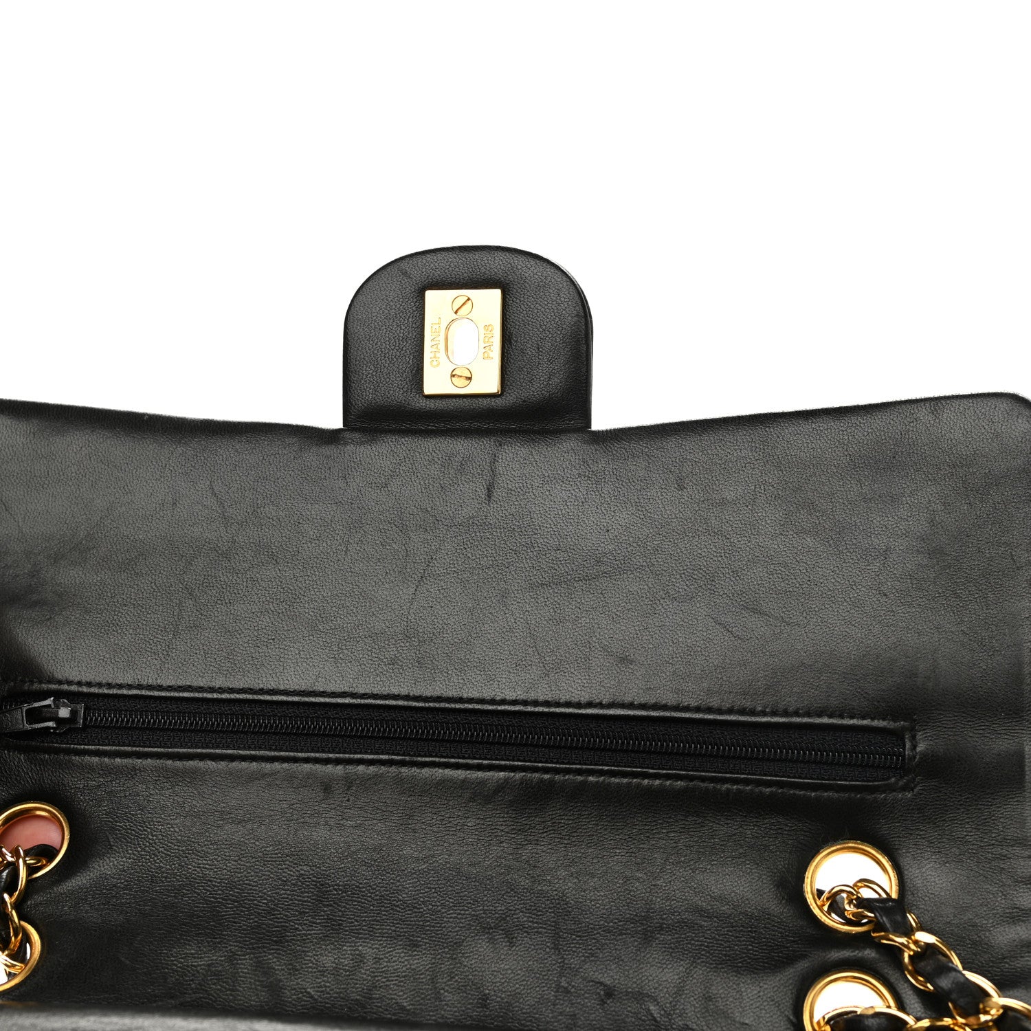 Chanel Lambskin Quilted Medium Double Flap Black 12 of 13