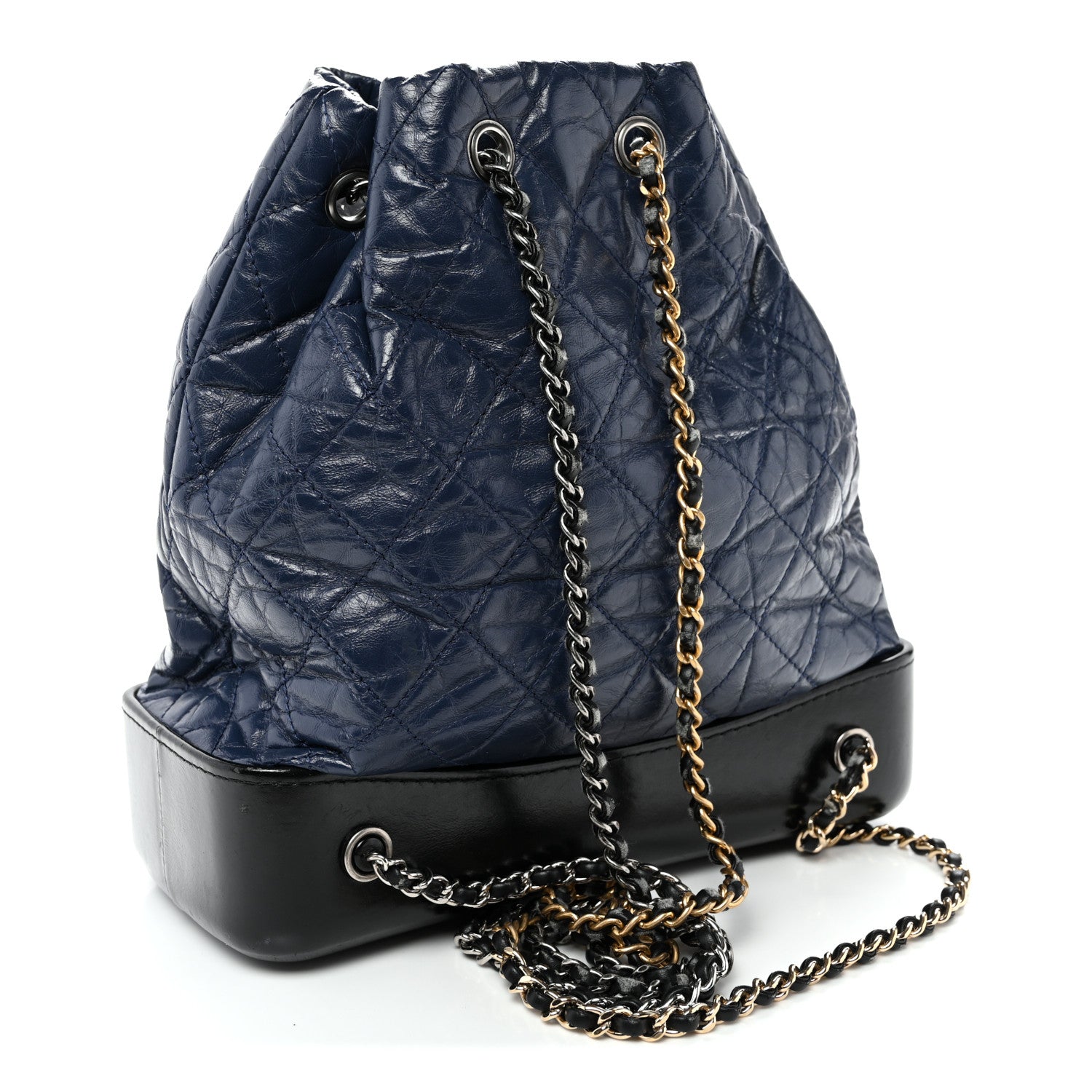Chanel Aged Calfskin Quilted Gabrielle Backpack Navy Black 3 of 10
