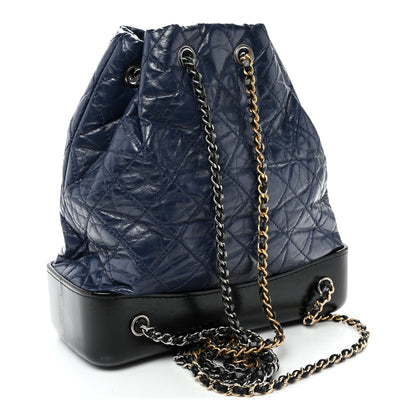 Chanel Aged Calfskin Quilted Gabrielle Backpack Navy Black 3 of 10