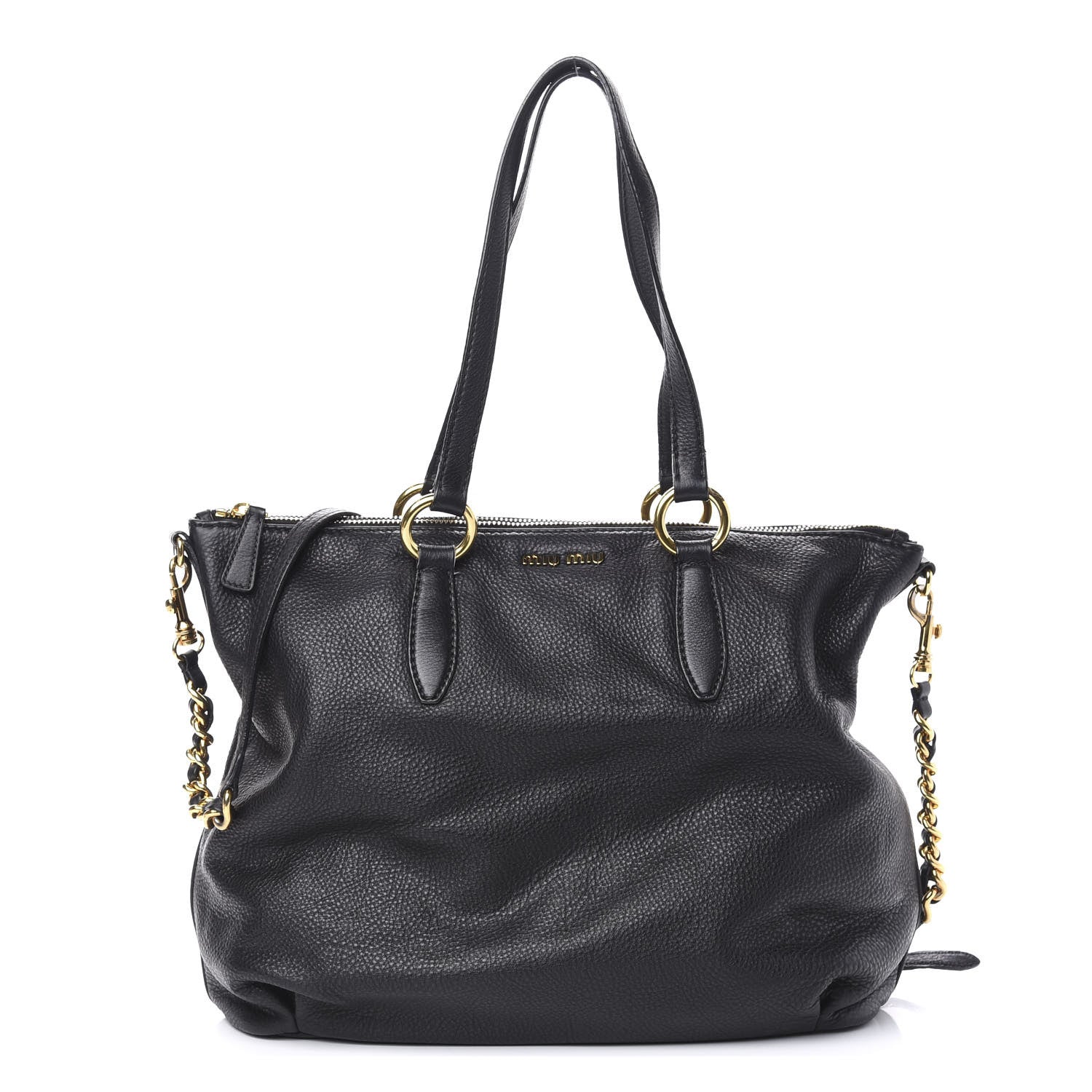 Miu Miu Vitello Daino Tote Black 1 of 14