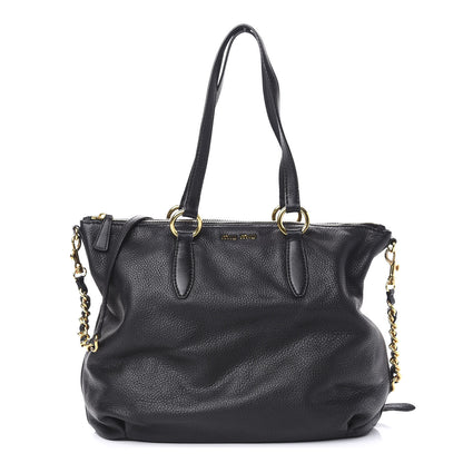 Miu Miu Vitello Daino Tote Black 1 of 14