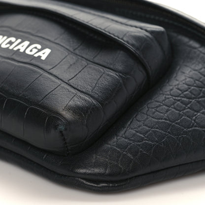 Balenciaga Calfskin Logo Crocodile Embossed Everyday Beltpack Black 8 of 8