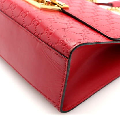 Gucci Guccissima Medium Padlock Shoulder Bag Hibiscus Red 10 of 10