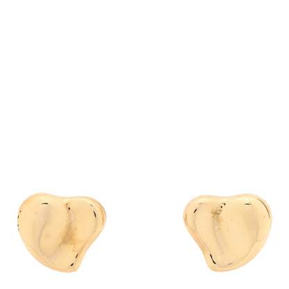 Tiffany 18K Yellow Gold 10mm Elsa Peretti Full Heart Earrings 1 of 4