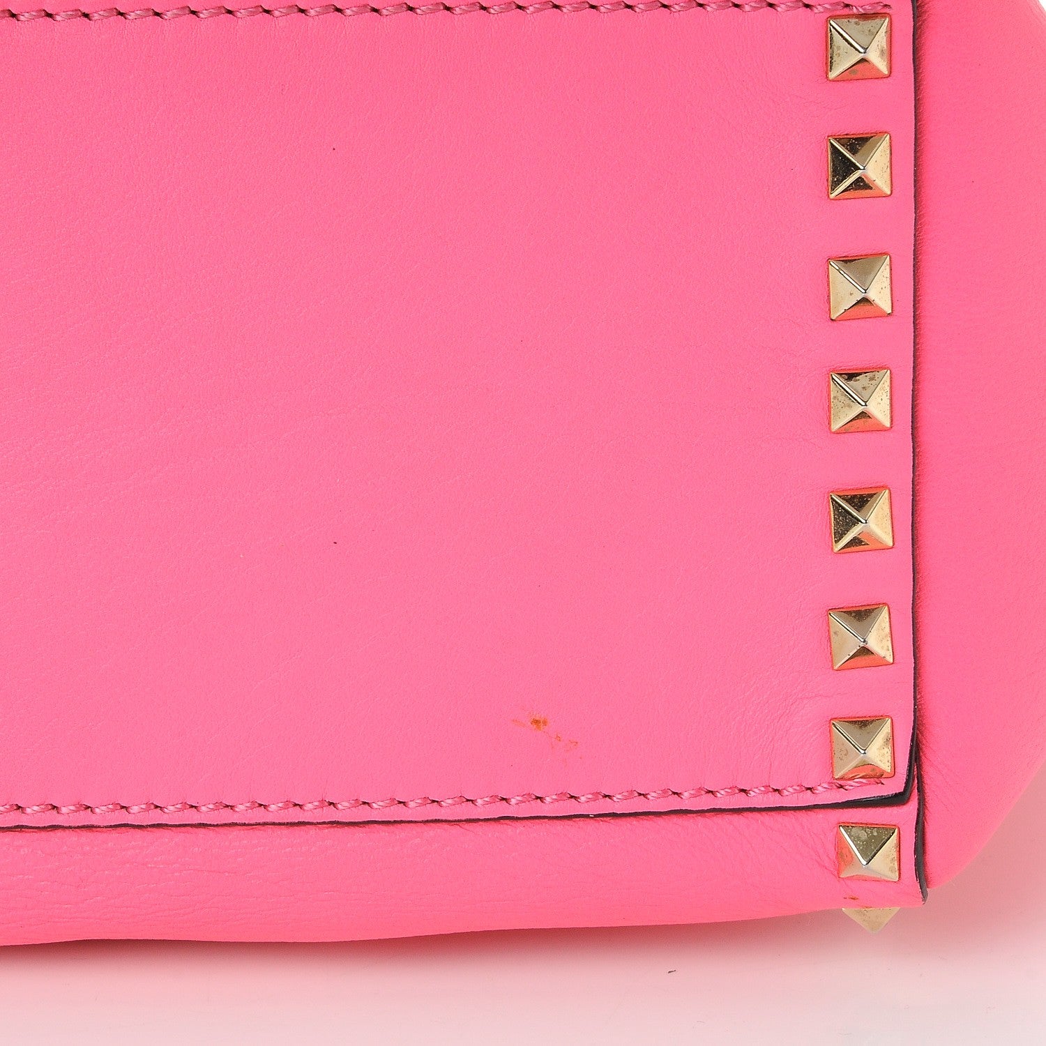 Valentino Garavani Vitello Rockstud Double Handle Tote Fuxia Fluo 11 of 11