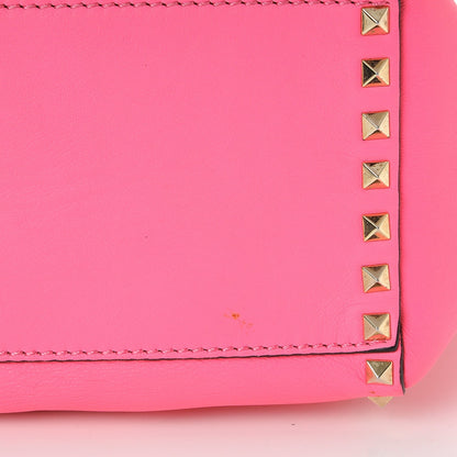 Valentino Garavani Vitello Rockstud Double Handle Tote Fuxia Fluo 11 of 11