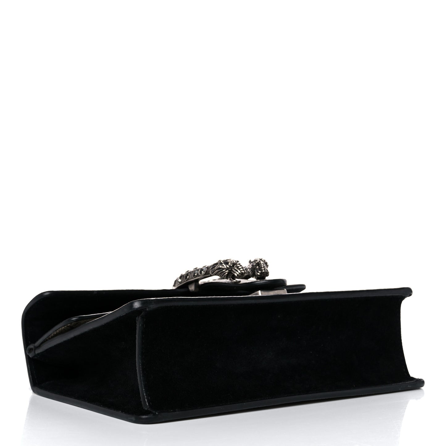 GG Supreme Monogram Suede Crystal Small Dionysus Shoulder Bag Beige Ebony Black