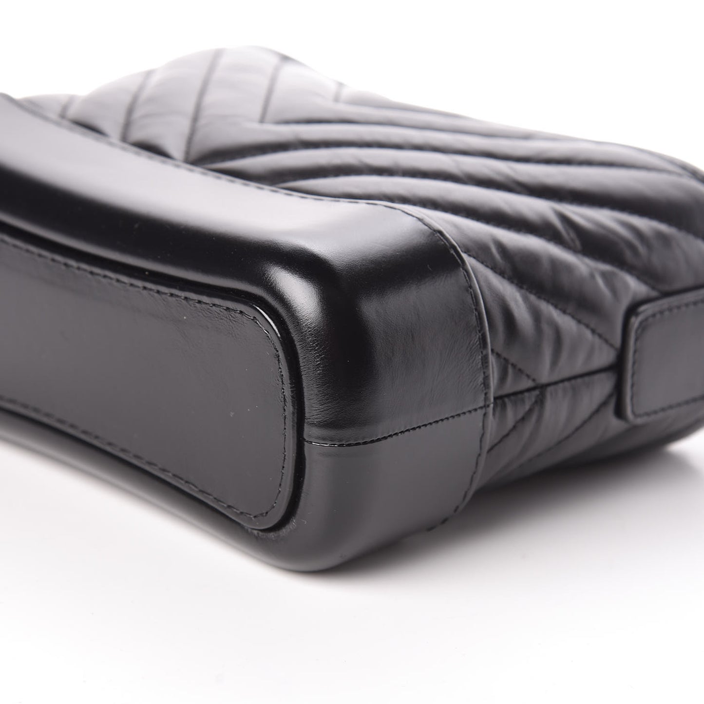 Aged Calfskin Chevron Quilted Small Gabrielle Hobo Black