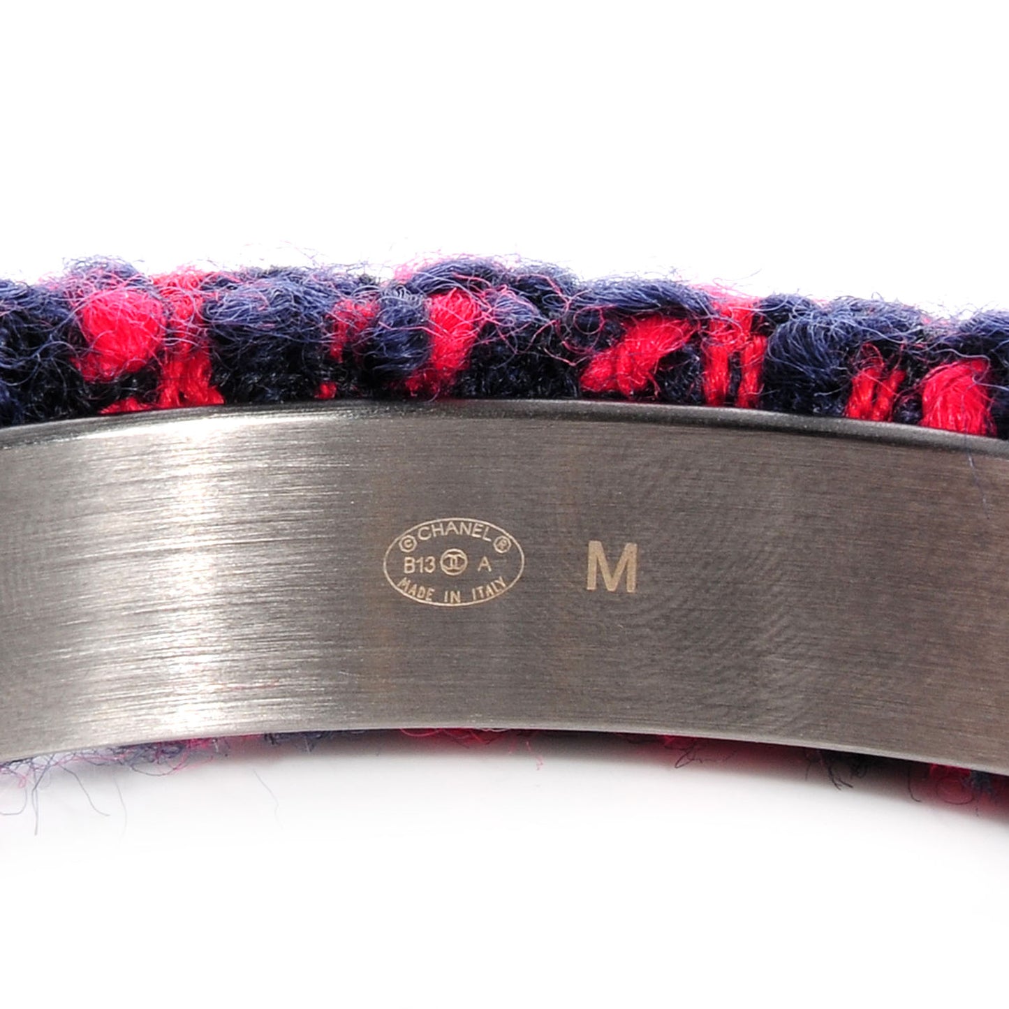 Tweed CC Narrow Bangle Size Medium Red Blue
